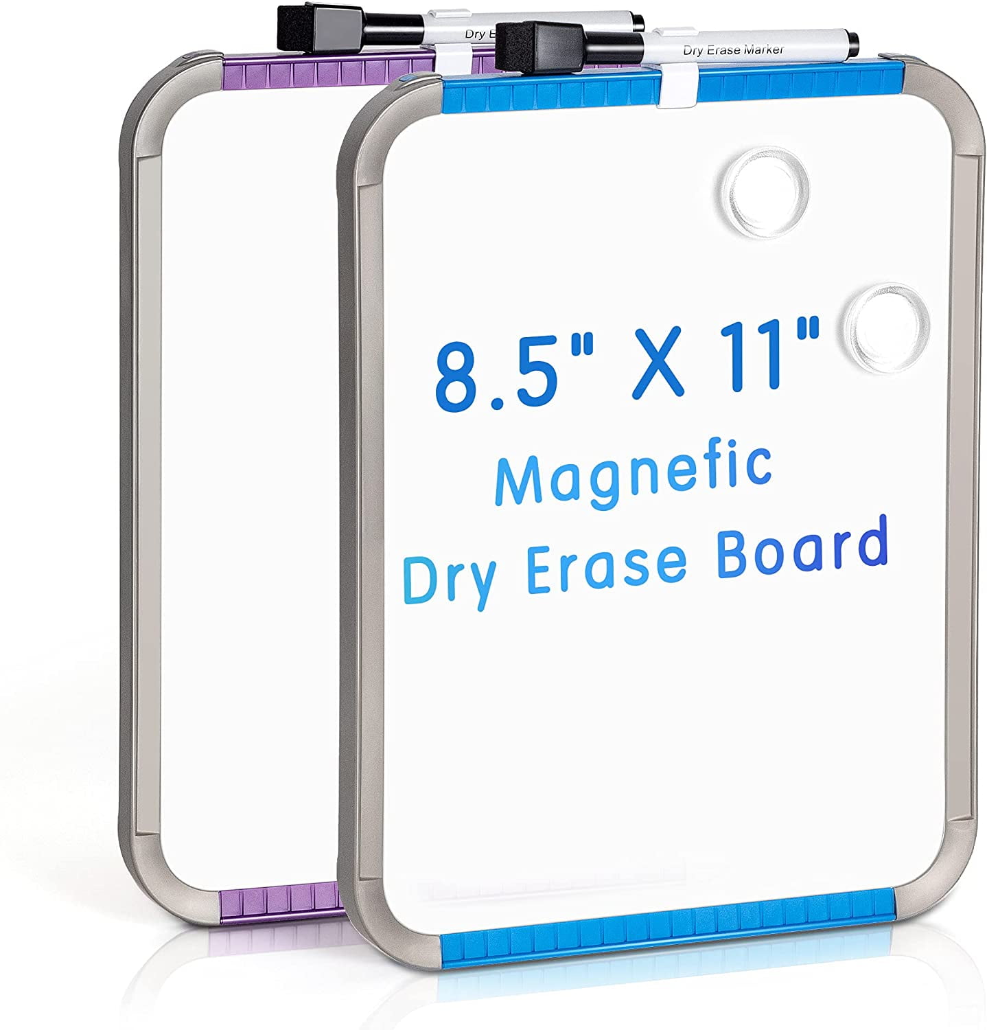 BAZIC Magnetic Dry Erase Board with Marker and 2 Magnets 8.5 X 11 Metallic Frame 