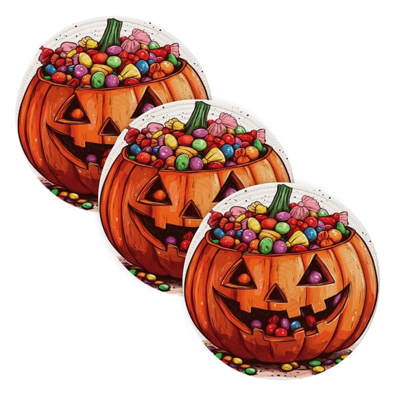 BZSMCE Mats for Pots,Pans Place Pumpkin Candy Pattern Simple Style Pattern Pot Mats