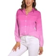 thumbnail image 2 of Pink Ombre Print Blouse Gradient Purple Retro Print Blouses Women Long-Sleeve Streetwear Shirt Summer Oversized Clothes, 2 of 7