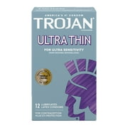 TROJAN Ultra Thin Premium Lubricated Condoms, 12 Count