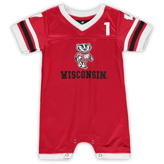 Newborn & Infant Colosseum Red Wisconsin Badgers Bumpo Football Logo Romper