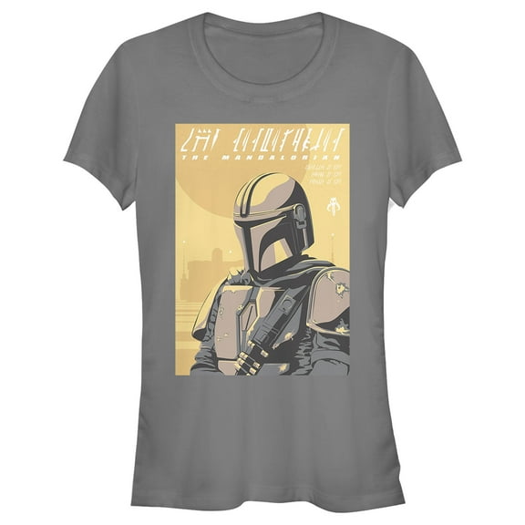 Junior's Star Wars: The Mandalorian Bounty Hunter Portrait  Graphic Tee Charcoal Large