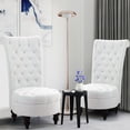 thumbnail image 2 of AVAWING High Back Throne Royal Chair Set of 2, Upholstered Velvet Tufted Chair, White, 2 of 8