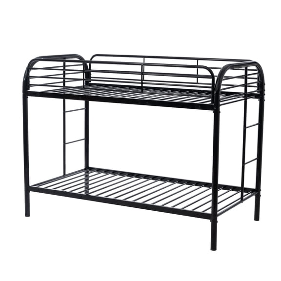 Taoruifang Twin over Twin Metal Bunk Bed with House Frame Black for Bedroom