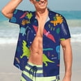 thumbnail image 5 of Yiaed Dinosaurs Print Hawaiian Shirt for Men Short Sleeve Button Down Shirts Beach Shirts for Men-3X-Large, 5 of 5