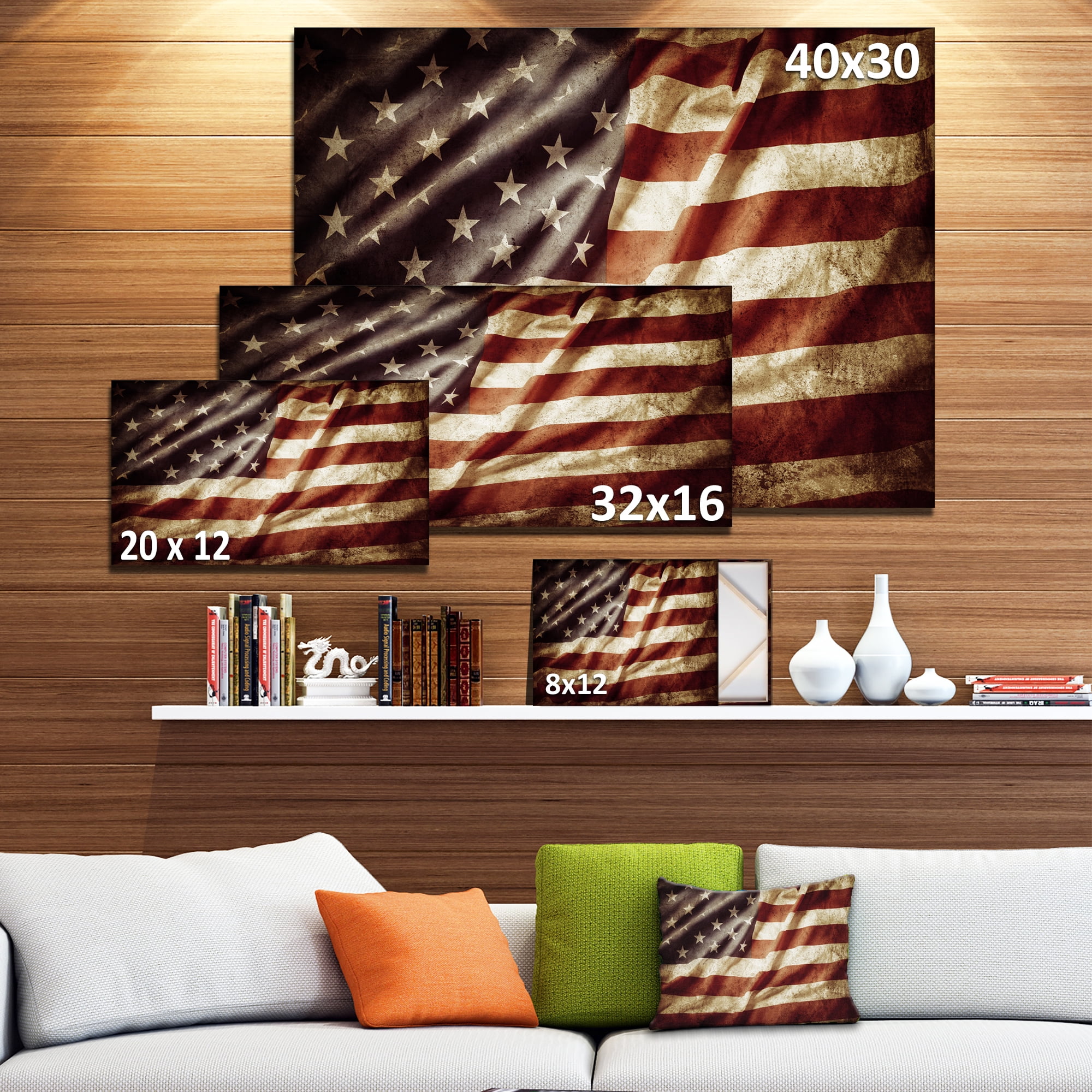 Design Art American Flag Contemporary Canvas Art Print