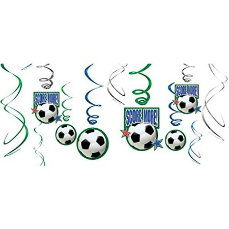 Ball Decoration - Soccer Ball Hanging Swirl Decorations (12pc)