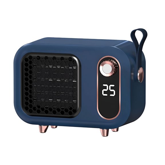 HIBIBUD Small Space Heater for Office,Portable Heater,Overheat Protection,Safe Heat,Fast Electric Heater with Thermostat and Timer,For Bedroom Home Office (Navy)