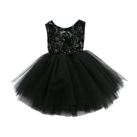 

Wedding dress baby daughter Princess Sequin bow Birthday wedding