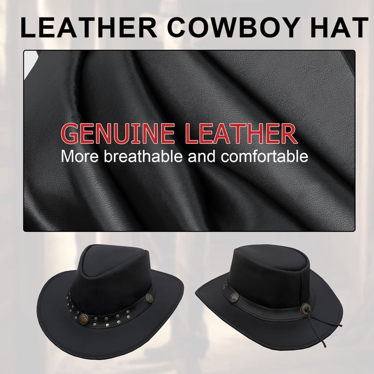 Dream Apparel Black Leather Cowboy Western Hat for Men and 