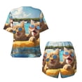 thumbnail image 5 of Lsque Sunglasses Beach Kittens Women's Short-Sleeved Pajama Set - 2 Piece Soft and Lightweight Sleepwear Set-4X-Large, 5 of 9
