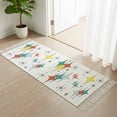 thumbnail image 3 of Middle Century Kitchen Runner Rug 2'x4', Boho Abstract Art Teal Orange Rhomboid Washable Rug with Tassels, Non Slip Woven Cotton Bathroom Rugs Hallway Carpet for Foyer Bedroom Entry Back Door Decor, 3 of 9