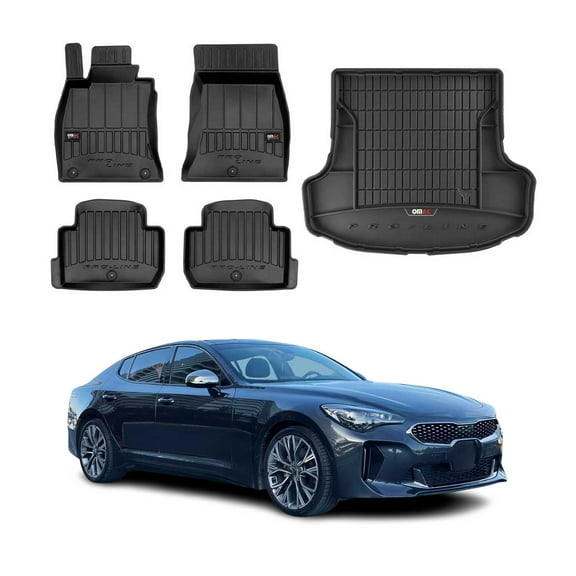 OMAC Premium Floor Mats & Cargo Liners for Kia Stinger 2018-2023 Black 5 Pcs