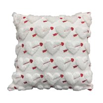 18x18 Throw Pillow Covers Valentine Decoration Cushion Case, Heart Pillow Cover, Romantic Valentine’s Day Decorations Pillowcases, Cozy Cushion Covers for Sofa, Bed & Room Accents for Couples (W)