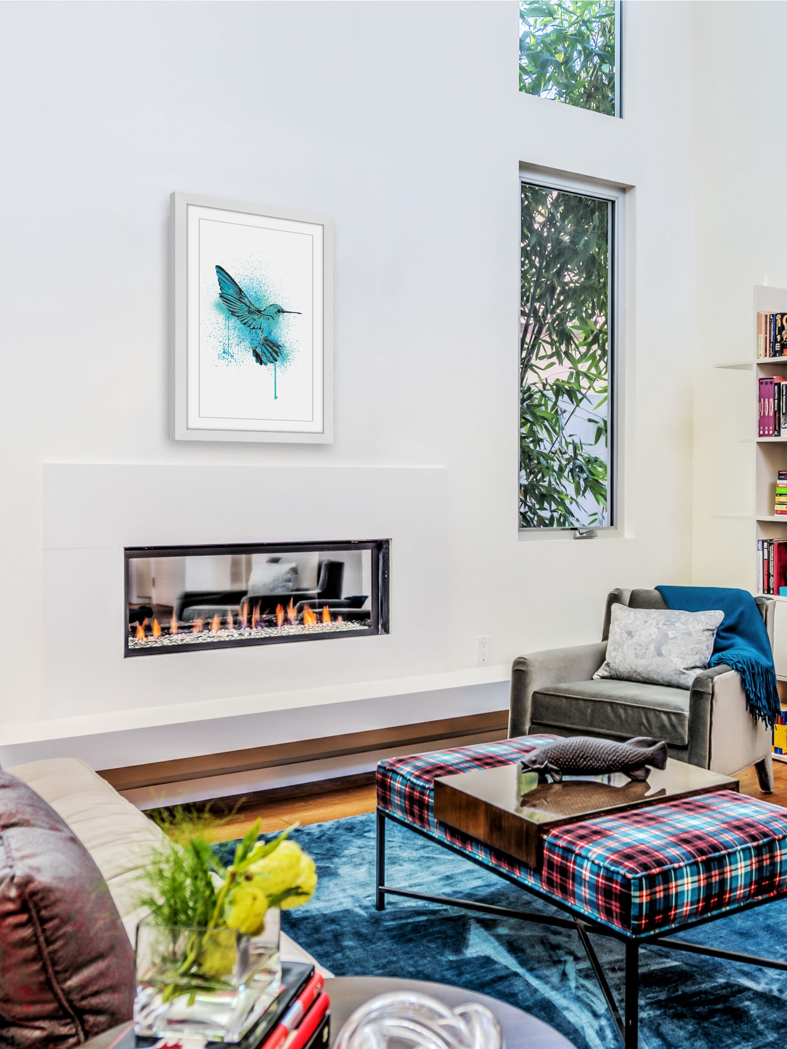 "Hummingbird Blue" Framed Painting Print