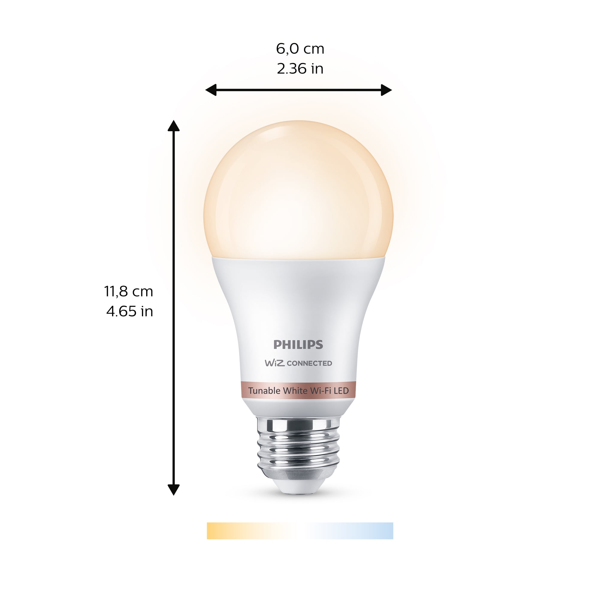 Philips Smart LED 60-Watt A19 General Purpose Light Bulb, Frosted, Tunable White, Dimmable, E26 Medium Base (4-Pack)