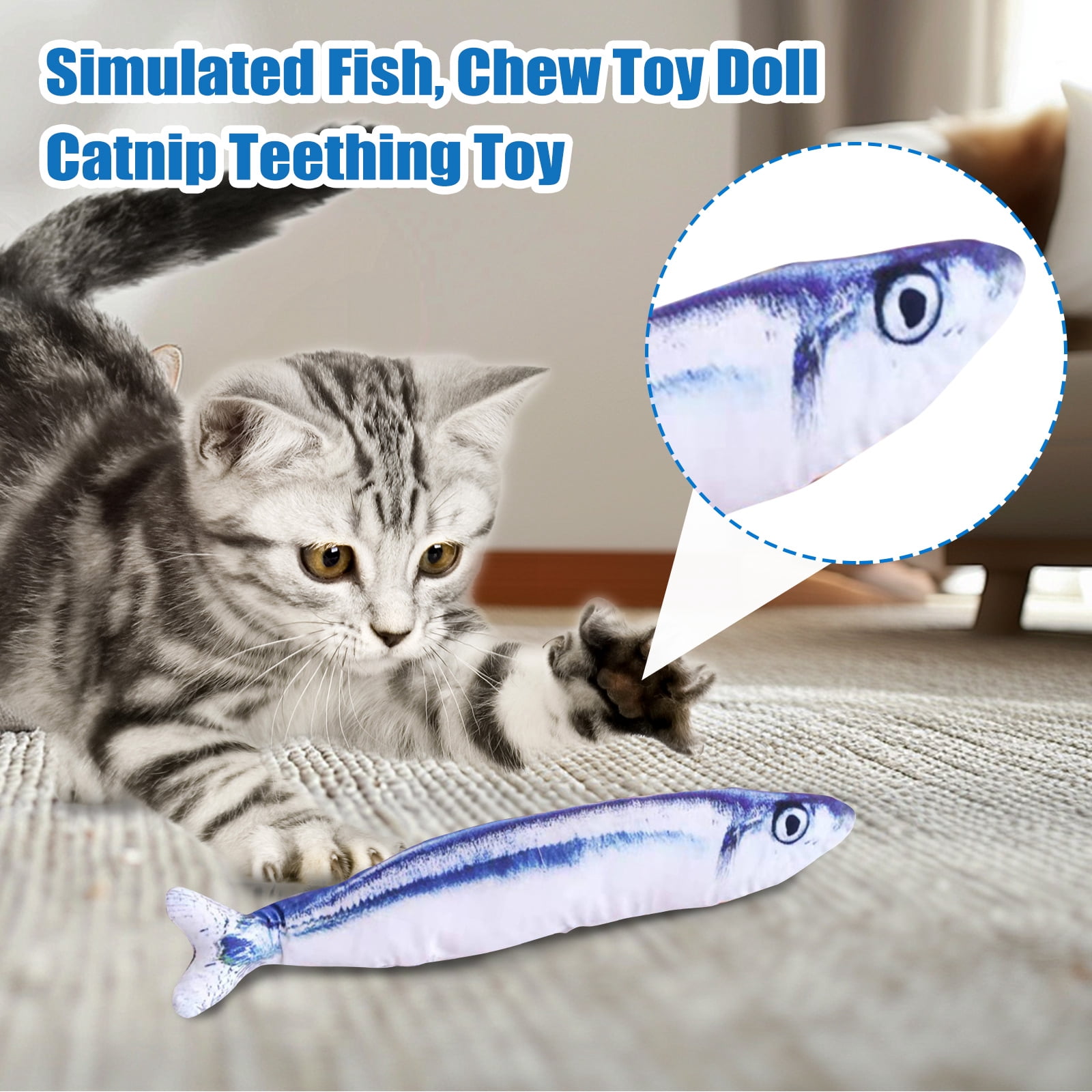 Saury Fish Shape Catnip Toy, Interactive Grinding Stick for Teething Relief, Durable Plush Chew Toy for Indoor Cats, Perfect for Daily Playtime
