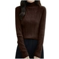 thumbnail image 2 of Juslio Women Sweaters Pullovers Turtlenecks Solid High Neck Knit Fashion Coffee, 2 of 5