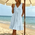 thumbnail image 6 of Eawtki Women's V Neck Sleeveless Midi Dress Elastic Waist Ruffle Hem Loose Fit Casual Summer Dress For Women, 6 of 7