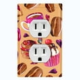 thumbnail image 1 of Metal Light Switch Wall Plate Outlet Cover (Coffee Mocha Candy Bean Toffee Swirl Cupcake Coffee Maker Orange Pink Hearts - Single Duplex), 1 of 2