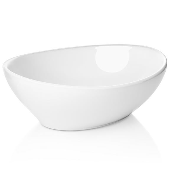 Miligoré 16" x 13" Oval White Ceramic Vessel Sink - Modern Egg Shape Above Counter Bathroom Vanity Bowl