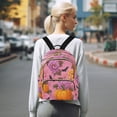 thumbnail image 7 of Fashion Quilted Backpack for Women Lightweight Travel Daypack Casual Bag for Shopping Travel Pink Flowers and Pumpkins S, 7 of 7