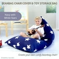 thumbnail image 2 of Butterfly Craze Bean Bag Chair Cover, Functional Toddler Toy Organizer, Fill with Stuffed Animals to Create a Jumbo, Comfy Floor Lounger for Boys or Girls, Stuffing Not Included, Navy Stars, 2 of 9