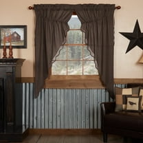 VHC Brands Kettle Grove Curtains, Plaid Prairie Short Panel Scalloped Set of 2 63x36x18