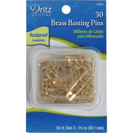 Quilting Safety Pins, Brass, Size 2, 30pc