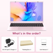HYYUO 15.6 Laptop Computer, 12GB RAM 256GB SSD, Intel 6500Y with 2 Cores 4 Thread, up to 3.4GHz, FHD Display, Laptop for Business, Student, Office, Pink, Lightweight, Windows 11 Laptop