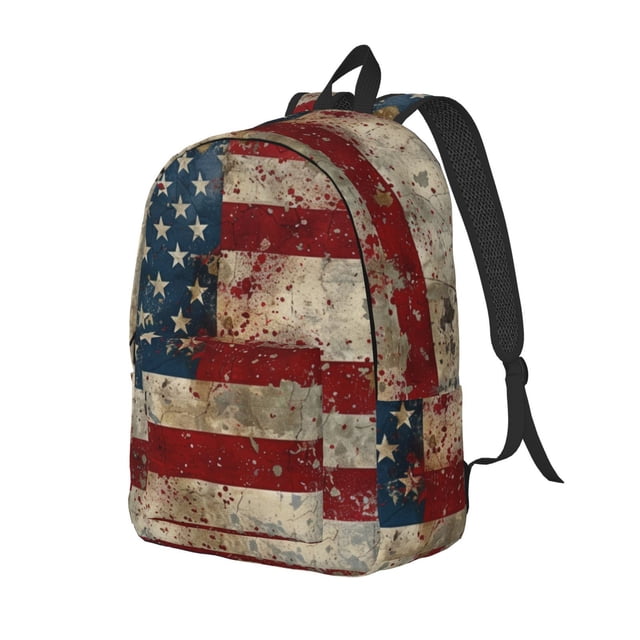 Fotbe American Flag1 Mochila de Lona con Estampado, Mochila Duradera, Mochila Versátil de Alta Calidad, Mochila Compacta Vintage-Medium