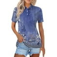 thumbnail image 2 of Jewelreauty Casual Tunic Tops for Women Button Neck Short Sleeve Summer Blouses Tee Shirts, 2 of 5