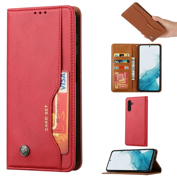 Nalacover Wallet Case for Samsung Galaxy A54 5G with Card Slots Holders Kickstand Magnetic Closure Cover, Premium PU Leather Soft TPU Shockproof Flip Folio Case for Samsung A54 5G,Red