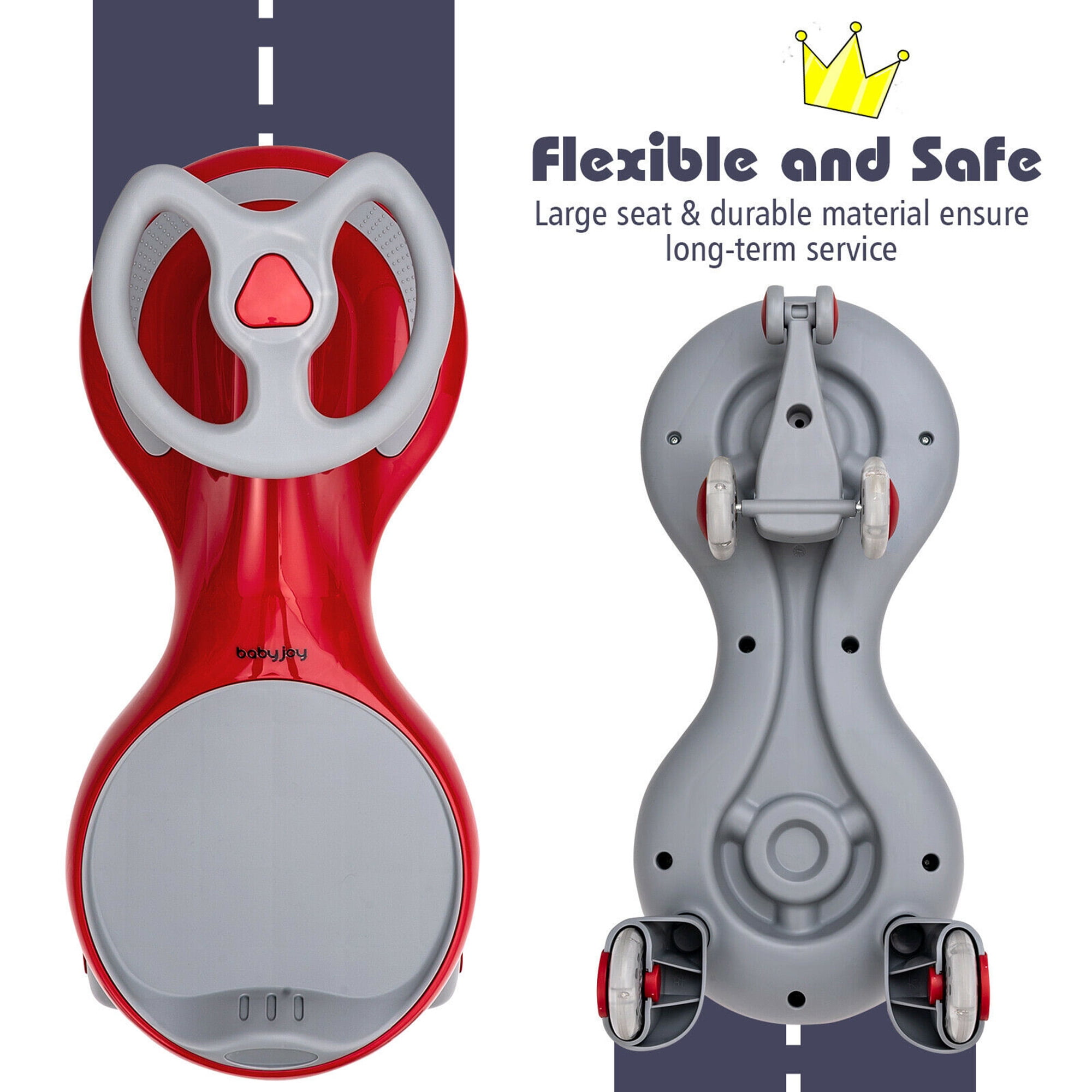 Gymax Toddlers & Kids Wiggle Car Ride-on Toy w/ Flashing Wheels Red