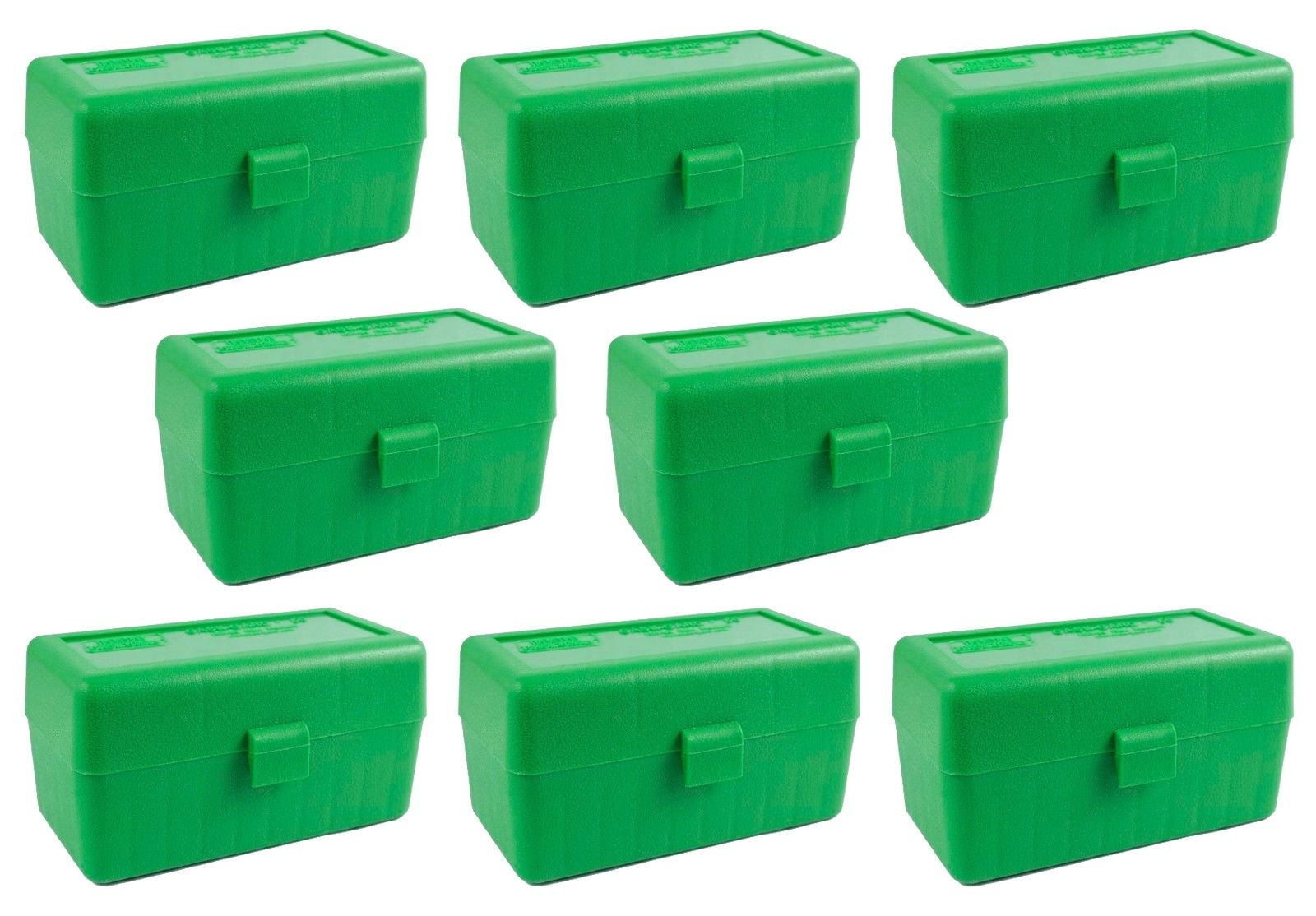 MTM 50 Round Flip-Top Rifle Ammo Box .22-250 to 7.62 X 39 Clear Green 