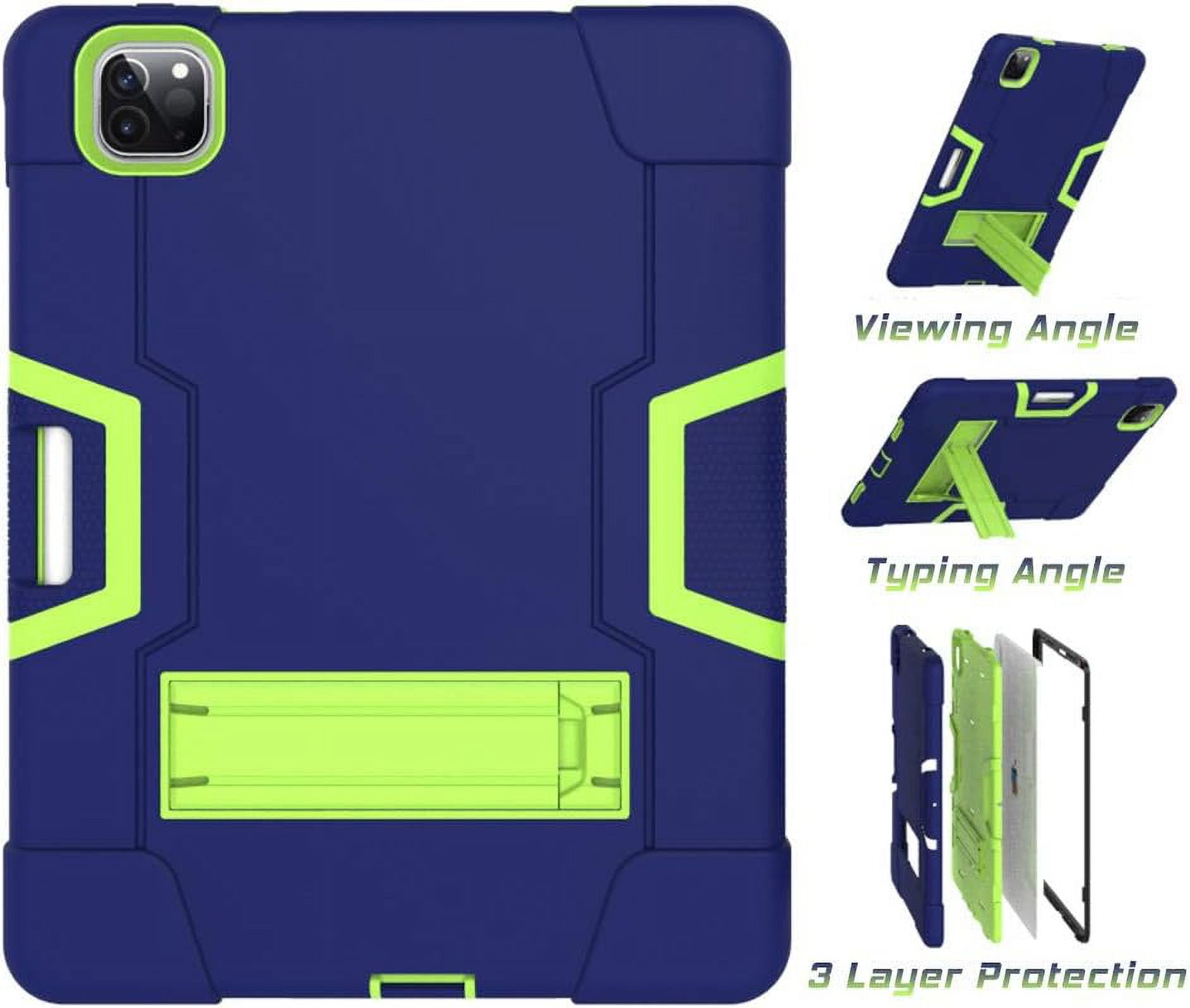 Case for iPad Pro 11 2020, Slim Duty Drop Proof Shockproof Protective Impact Resistant Armor Cover with Kickstand and Pencil Holder for Apple iPad Pro 11 Inch 2nd Generation (Blue&Green)