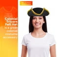 thumbnail image 2 of Skeleteen Colonial Black Tricorn Hat - Revolutionary War Costume Tricorner Deluxe Hat with Gold Trimming, 2 of 5