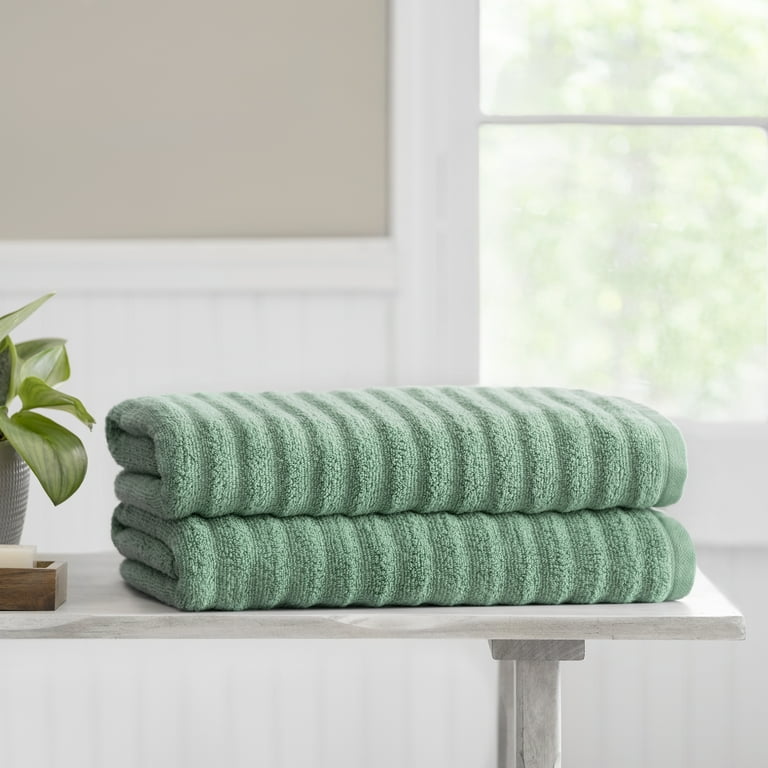 Mainstays Performance Textured Bath Sheet 2 Piece Set Green Sage Walmart