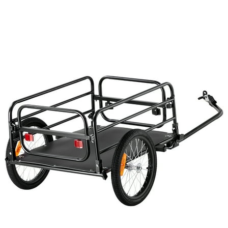 KFFKFF Bicycle Freight Trailer, Supports up to 160 lbs, Robust Bike Carriage Cart, Collapsible for Easy Storage & Swift Detachment with All-Purpose Coupling, 16" Tires, Safety Reflectors