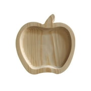 Jikolililili Apple Shaped Reusable Wood Plate for Salad,Pasta,Fruits,Cakes and Snacks|Easy to Clean 5.51x5.5" Dinner Plate with Smooth Rounded Edge|Catchall bowl,Tray For Accessory or Counter Decor