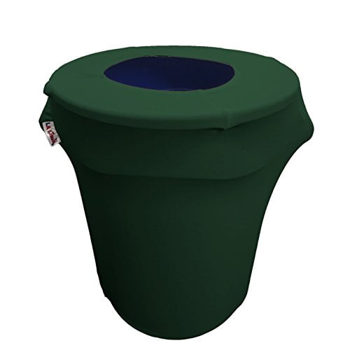 LA Linen SpandexCover32G_GreenHuntX20 LA Linen Extensible Spandex Poubelle Couvre 32 Gallons Rond, Vert Chasseur