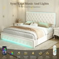 thumbnail image 2 of SIBEDS LED Bed Frame with 2 Storage Drawers Pockets and Soft Velvet Cream Tufted Headboard, Queen, 2 of 9