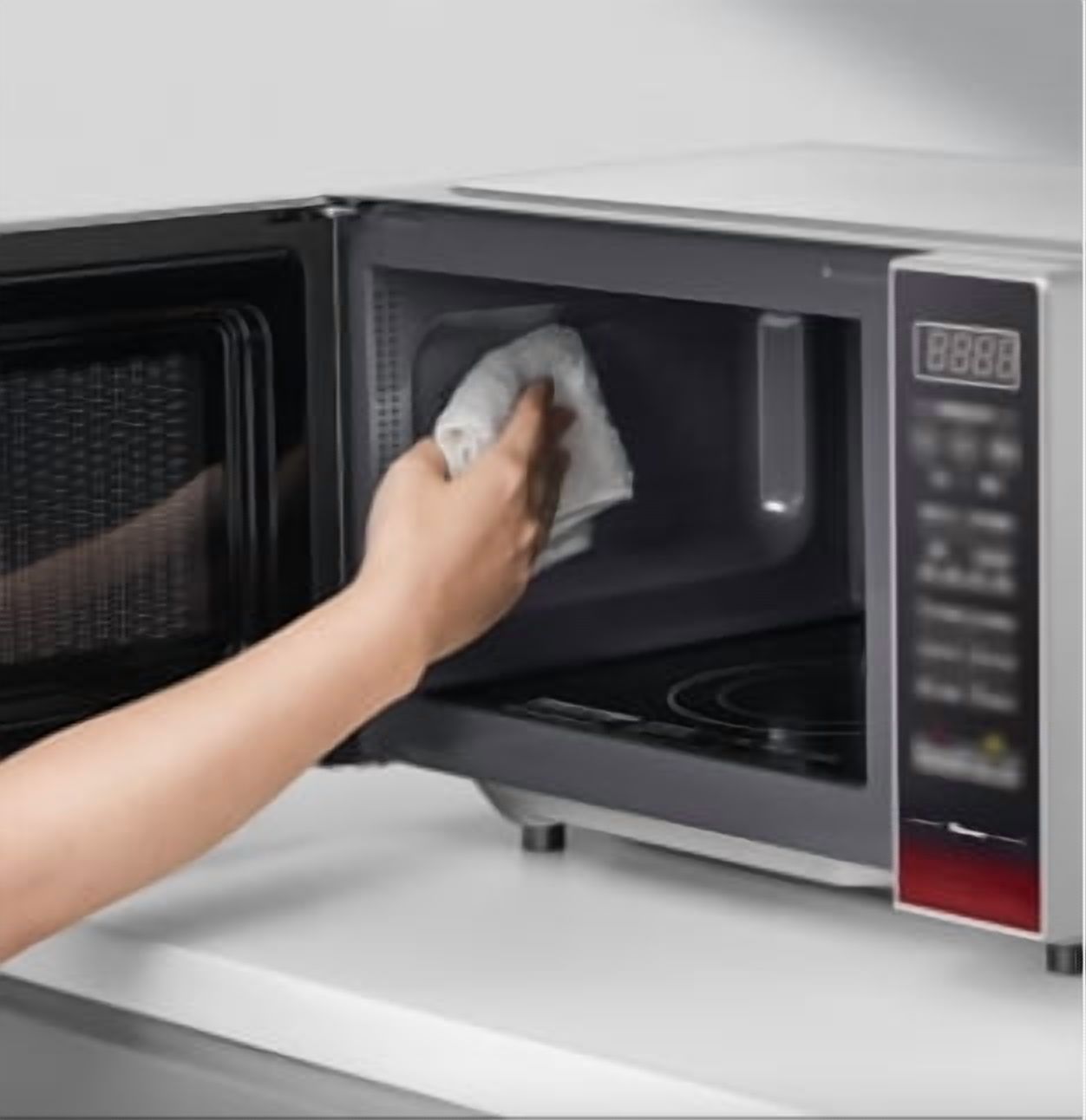 VEAVON Countertop Microwave Oven 1.2 Cubic Feet Removable Turntable Smart Humidity Sensor 12 Auto Menus Quiet Function ECO Mode Easy Clean Interior 1100W