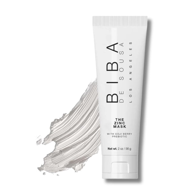 Biba de Sousa La máscara de zinc con prebiótico de bayas de Goji - Máscara facial purificadora de poros suave - Para todo tipo y tonos de piel - Soporte de microbioma - Mezcla de superfrutas (2oz)