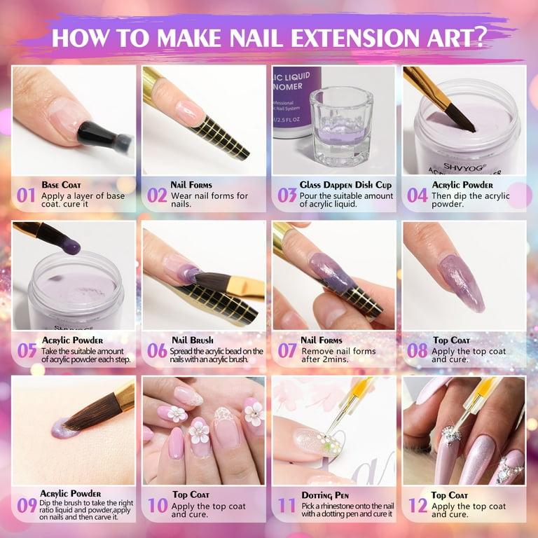 Nail Set Manicure Medium Length Acrylic Nails Powder Gift Acrylic Set  Acrylic