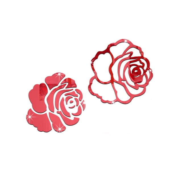 Wosthever Pegatinas de pared de espejo 3D rosa, pegatinas de espejo de flores DIY, papel tapiz acrílico para decoración del hogar y habitación Decoración del hogar
