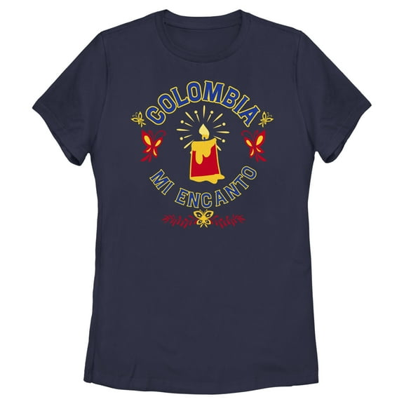 Women's Encanto Colombia Mi Encanto Candle  Graphic Tee Navy Blue 2X Large