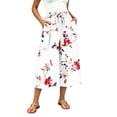 thumbnail image 4 of Atogsazn Womens Summer Floral Print Capris Casual Wide Leg Elastic Waist Cropped Pants Drawstring with Pocket Beach White XXL Fashion, 4 of 7