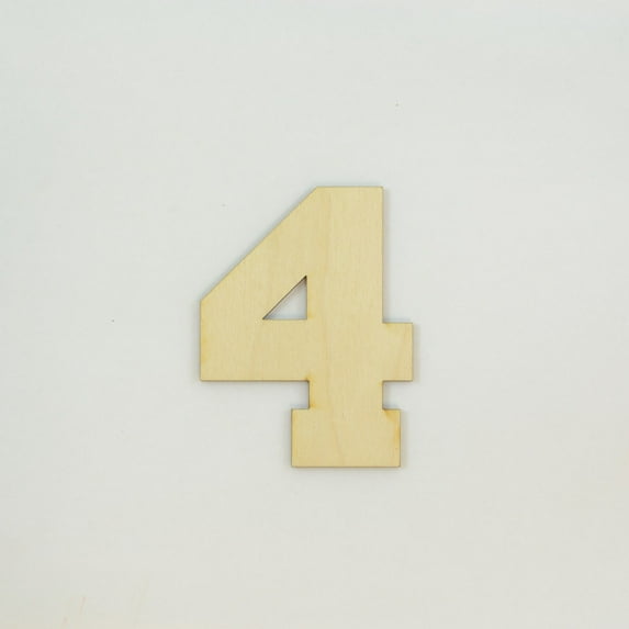 1 Pc, 6 Inch X 1/4 Inch Thick Collegiate Font Wood Numbers 4 Easy To Paint Or Decorate For Indoor Use Only