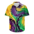 thumbnail image 4 of KeShDi Mardi Gras Shirts for Men Button Down Tshirts Short Sleeve Men's Carnival Printed Short Sleeved Collar Button Up Shirt Multicolor M, 4 of 5